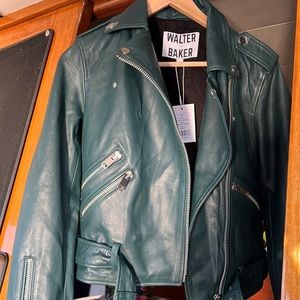 Walter Baker Moto leather jacket in Emerald Green BNWT